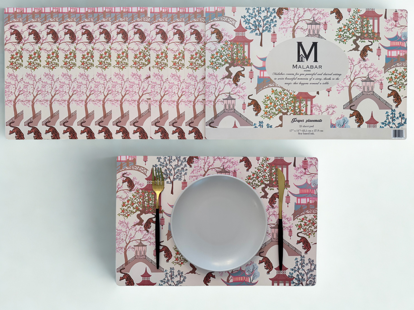 SHIAWASE (Happiness) PAPER PLACEMAT 25 SHEET PAD 17"X11"